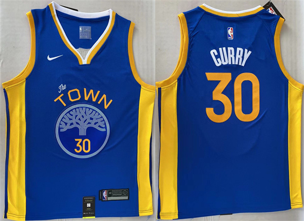 Men's Golden State Warriors #30 Stephen Curry Royal Stitched Jersey